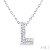 1/20 ctw Initial 'L' Round Cut Diamond Fashion Pendant With Chain in 10K White Gold